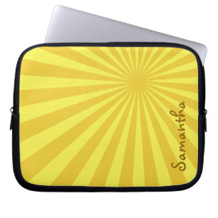 Yellow Sunburst "Add Your Name" Laptop Sleeve