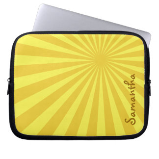 Yellow Sunburst "Add Your Name" Laptop Sleeve