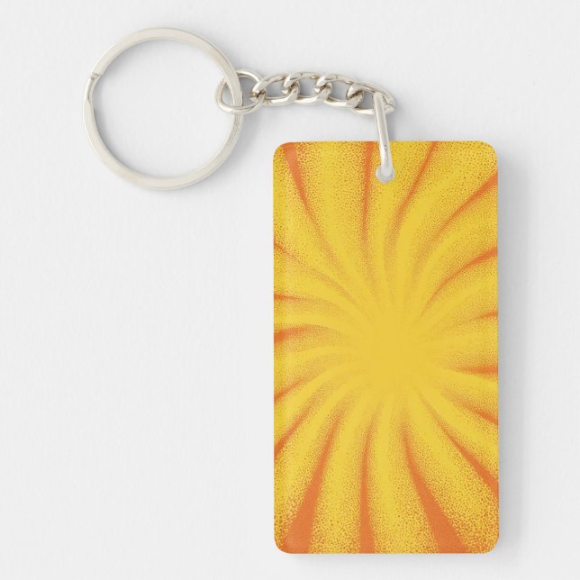 Yellow Sunburst Background – Retro Vintage Texture Key Ring (Front)