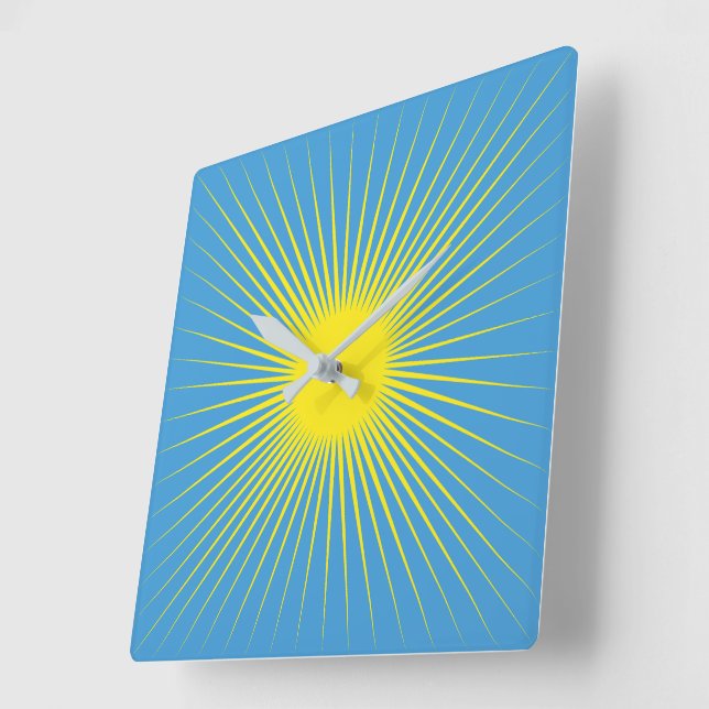 Yellow Sunburst Wall Clock (Angle)