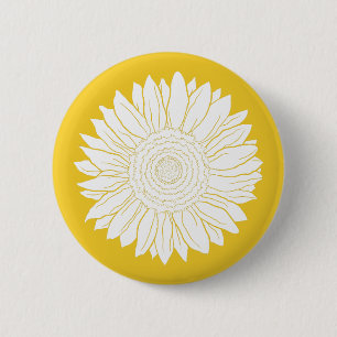 yellow sunflower 6 cm round badge