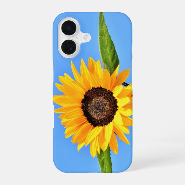 Yellow Sunflower Against Sun On Blue Sky iPhone 16 Case (Back)
