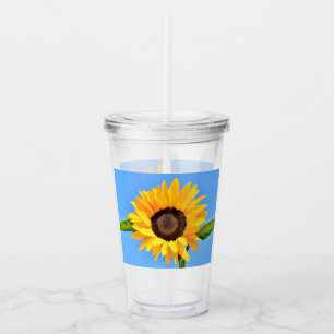 Yellow Sunflower Against Sun on Blue Sky - Summer  Acrylic Tumbler