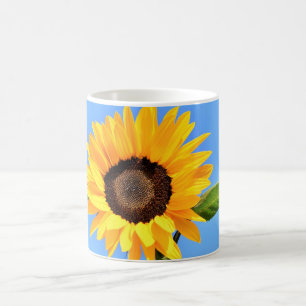 Yellow Sunflower Against Sun on Blue Sky - Summer  Coffee Mug