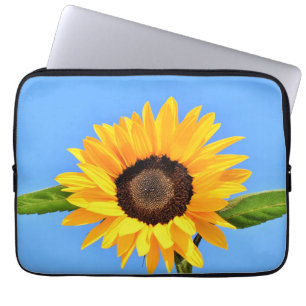 Yellow Sunflower Against Sun on Blue Sky - Summer Laptop Sleeve