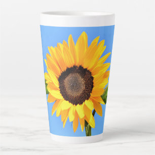 Yellow Sunflower Against Sun on Blue Sky - Summer Latte Mug
