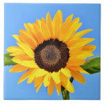 Yellow Sunflower Against Sun on Blue Sky - Summer  Tile<br><div class="desc">Yellow Sunflower Against Sun on Blue Sky - Summer Day - Photo Flower Nature - You can also personalise - Choose / Add Your Unique Photo - Image / Text - Name / Colour / Font / Size / more - Make Your Special Gift - Resize and move or remove...</div>