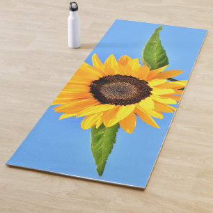 Yellow Sunflower Against Sun on Blue Sky - Summer  Yoga Mat