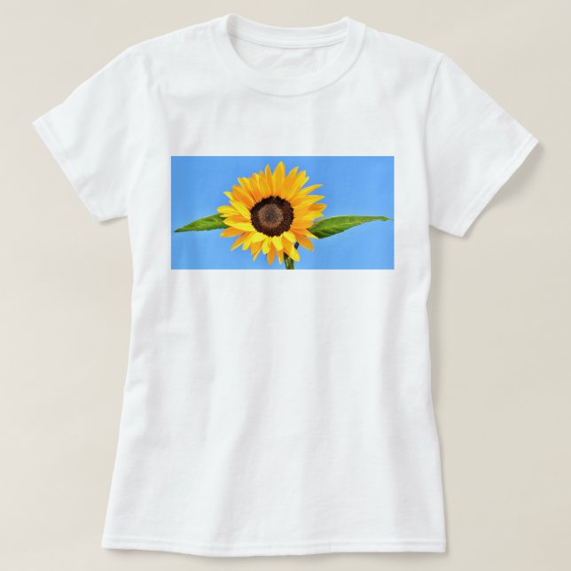 Yellow Sunflower Against Sun on Blue Sky T-Shirt (Design Front)