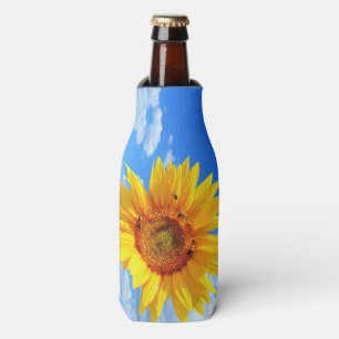 Yellow Sunflower and Bees Bottle Cooler