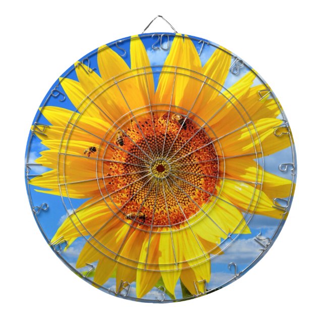 Yellow Sunflower and Bees Dart Board (Front)