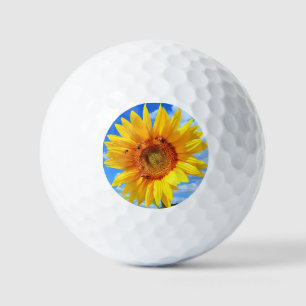 Yellow Sunflower and Bees Golf Balls