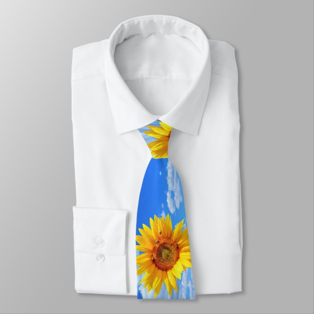 Yellow Sunflower and Bees Neck Tie (Tied)