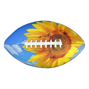 Yellow Sunflower and Bees on Blue Sky Football American Football