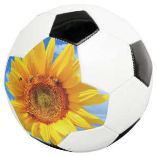 Yellow Sunflower and Bees on Blue Sky - Summer Day Football