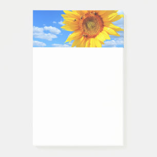Yellow Sunflower and Bees on Blue Sky - Summer Day Post-it Notes