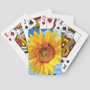 Yellow Sunflower and Bees Playing Cards