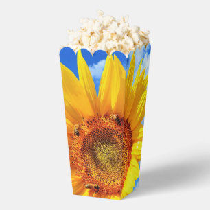 Yellow Sunflower and Bees Popcorn Box