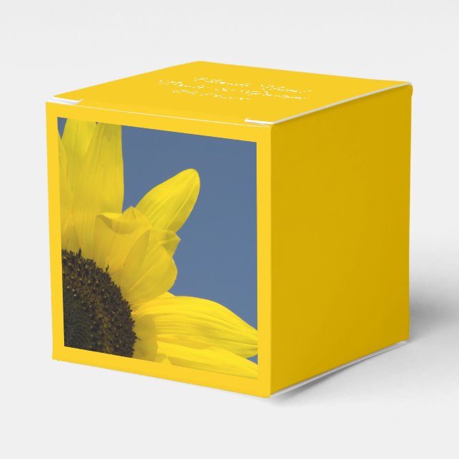 Yellow Sunflower and Blue Sky Wedding Favour Box (Front Side)