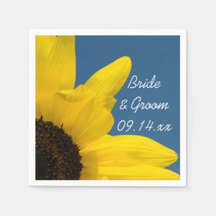 Yellow Sunflower and Blue Sky Wedding Napkin