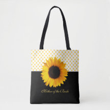 Yellow Sunflower and Dots Tote Bag