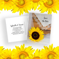 Yellow Sunflower and Lace Wedding Save the Date