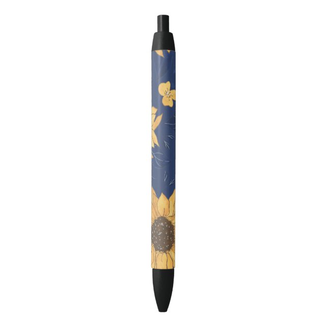 Yellow Sunflower and navy blue watercoler pen (Front Vertical)