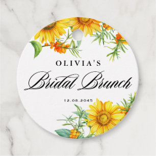 Yellow Sunflower and Sea Buckthorn Bridal Brunch Favour Tags