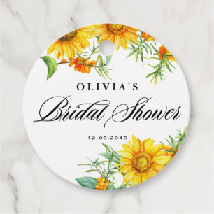 Yellow Sunflower and Sea Buckthorn Bridal Shower Favour Tags