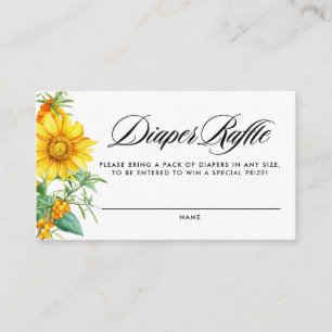 Yellow Sunflower and Sea Buckthorn Diaper Raffle Enclosure Card