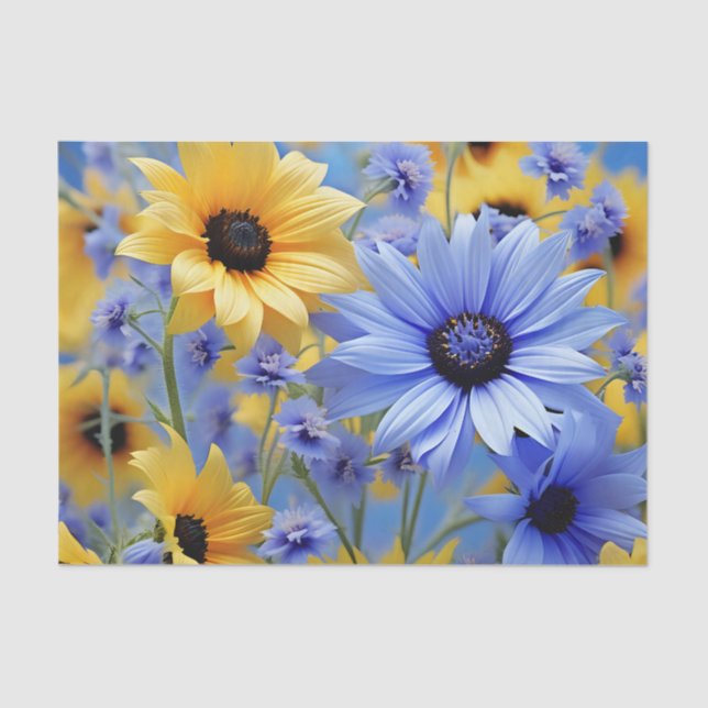Yellow Sunflower And Wildflowers Tissue Paper (Front)