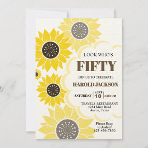 Yellow Sunflower Any Age Birthday Invitation