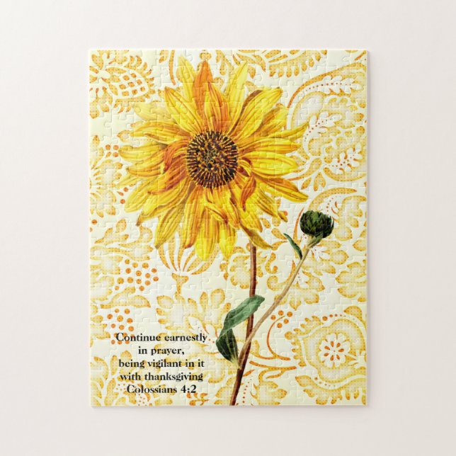 Yellow Sunflower Art Faith Puzzle (Vertical)