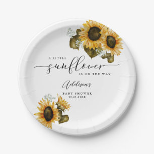 Yellow Sunflower Baby Shower Paper Plate