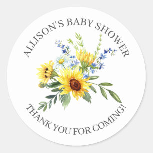 Yellow Sunflower Baby Shower Thank You Shower Classic Round Sticker