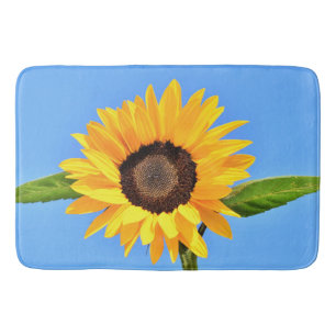 Yellow Sunflower Bath Mat Blue Sky