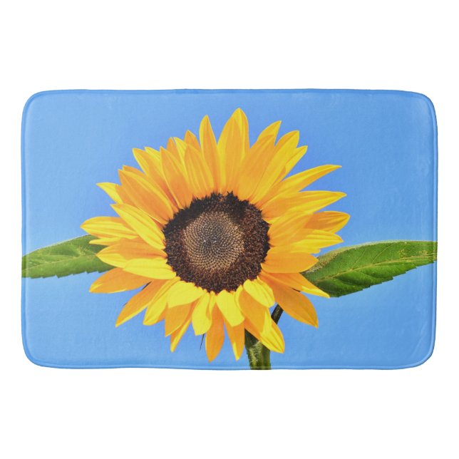 Yellow Sunflower Bath Mat Blue Sky (Front)