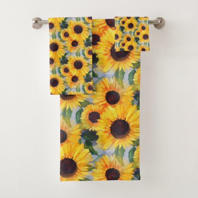 Yellow Sunflower Bath Towel Set (Insitu)