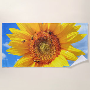 Yellow Sunflower Beach Towel