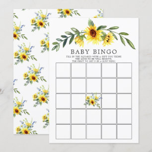 Yellow Sunflower BINGO Baby Shower Game Invitation