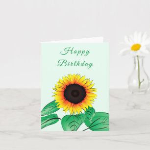 Yellow Sunflower Birthday Card - Customisable