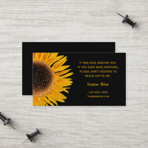 Yellow Sunflower Black Background Country Rustic Calling Card