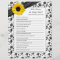 Yellow Sunflower Black Floral Bridal Shower Game