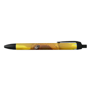 Yellow Sunflower Black Ink Pen