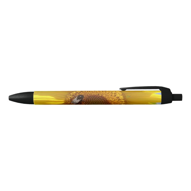 Yellow Sunflower Black Ink Pen (Top)
