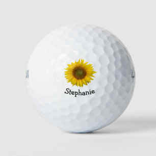 Yellow Sunflower Bloom Golf Ball