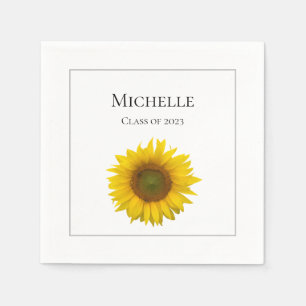 Yellow Sunflower Bloom Graduation Party Napkin