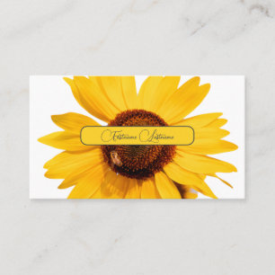 Yellow sunflower blossom elegant grey rectangle business card