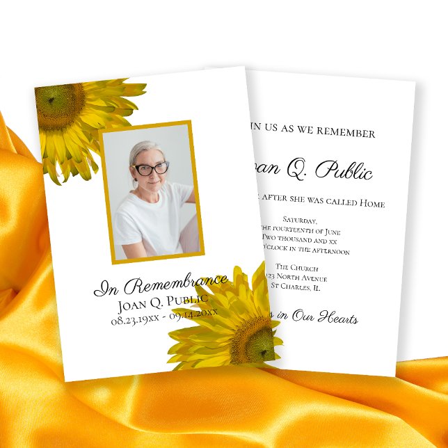 Yellow Sunflower Blossoms Death Anniversary Invitation (Creator Uploaded)
