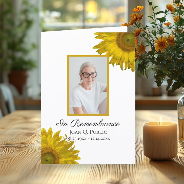 Yellow Sunflower Blossoms Funeral Service Folded Programme (Creator Uploaded)